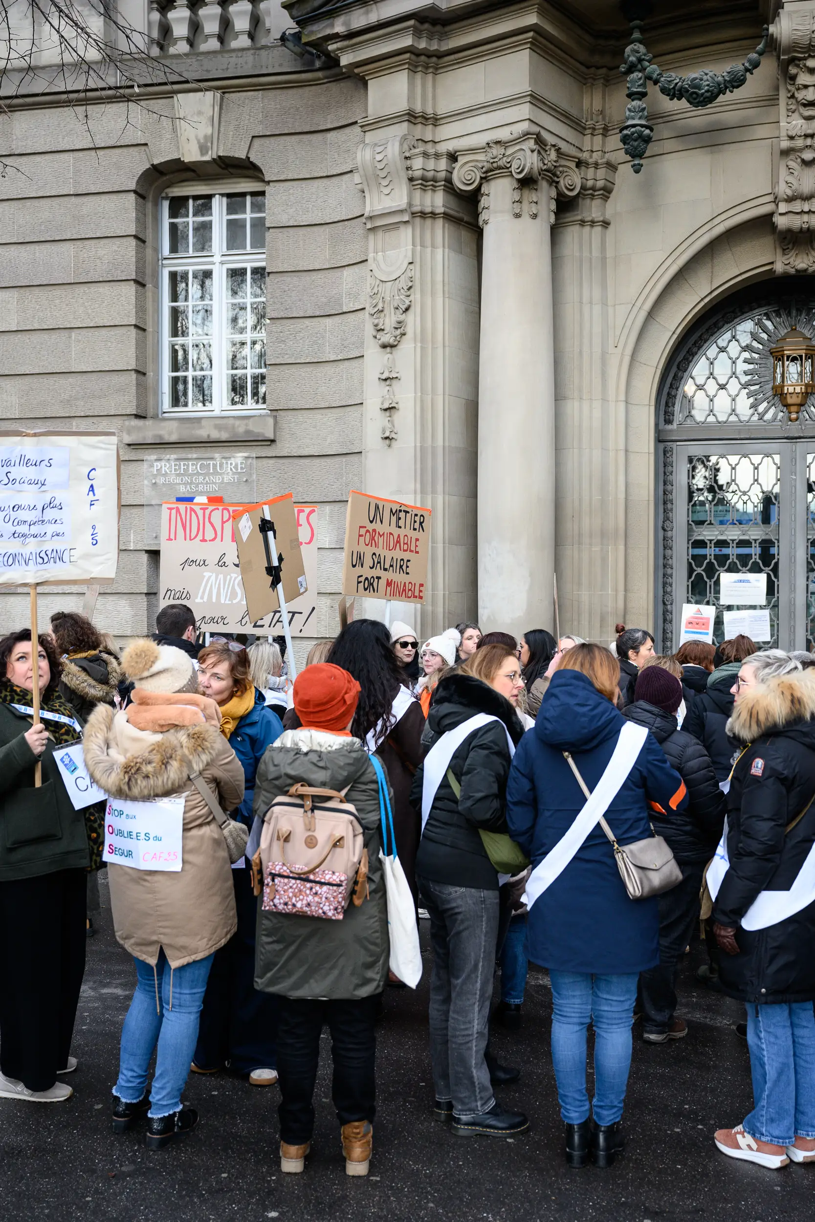 Mobilisation des travailleurs sociaux oubliés de la prime Ségur à Strasbourg en 2026, photographie évènement prise par Cyril BECARD